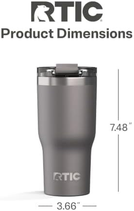 RTIC 20oz Essential Tumbler with Lid, Ceramic Lined, Graphite