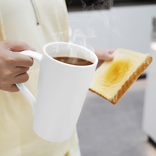 20 OZ Simple Pure White Mug (Set of 2) Plain Large Tall White Ceramic
