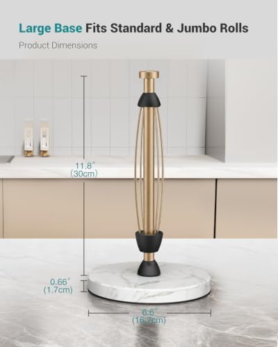 PAROTO Countertop Paper Towel Holder, Marble Base, Warm Gold