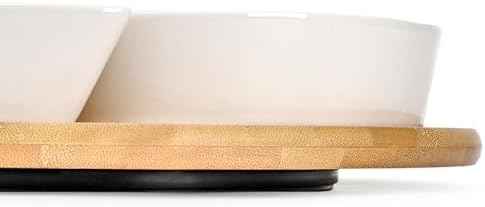 Cididu Ceramic Serving Tray Platters Lazy Susan, Rotating Divided Serving Set with 6 Removable Compartment, 11'' Appetizer Relish Dish, Snack Bowl Set for Christmas, Thanksgiving, Party, Kitchen