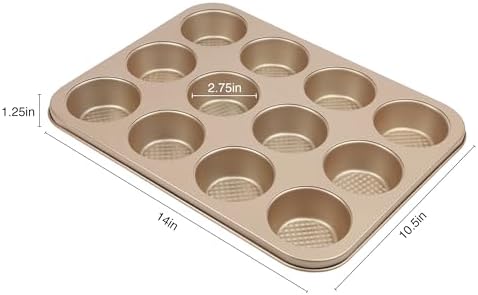 David Burke 12-Cup Muffin Pan, Carbon Steel, PFTE & PFOA Free, Oven
