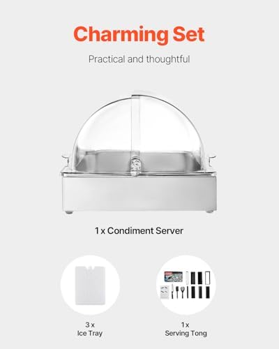 VEVOR Countertop Food Serving Display Container, 1 x 1 Pan Stainless