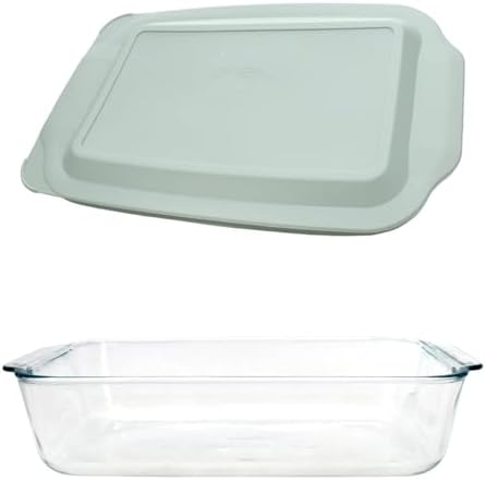 Pyrex 233-D 5Qt Glass Baking Dish with Sage Green Lid