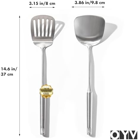 OYV 18/10 Stainless Steel Spatula Set - 15" Metal Spatulas for Kitchen