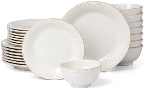 Lenox French Perle Groove White Stoneware 24-Piece Dinnerware Set for 8