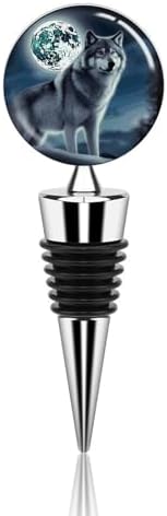 Wolf Under Moon Wine Stopper Vacuum Alloy Wine Bottle Stopper Reusable