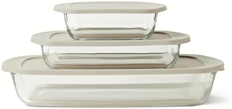 Amazon Basics 6-Piece Glass Baking Dishes with Lids