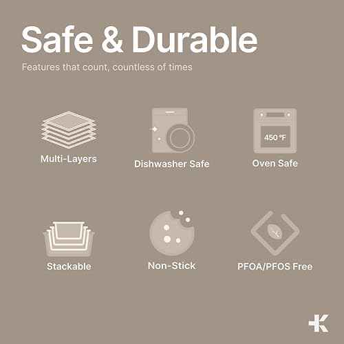 Bakken Swiss - Bakeware Set – 6 Piece – Stackable, Deluxe, Non-Stick Baking Pans for Professional and Home Cooking – Carbon Steel, White Stone Coating