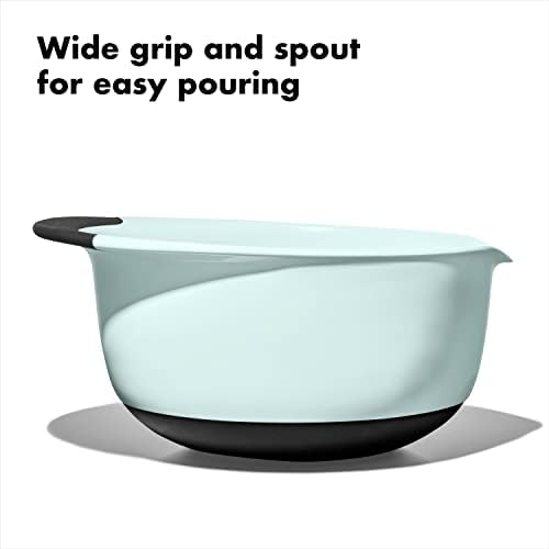 OXO Good Grips 3-Piece Plastic Mixing Bowl Set- Blue, Gray, Jade