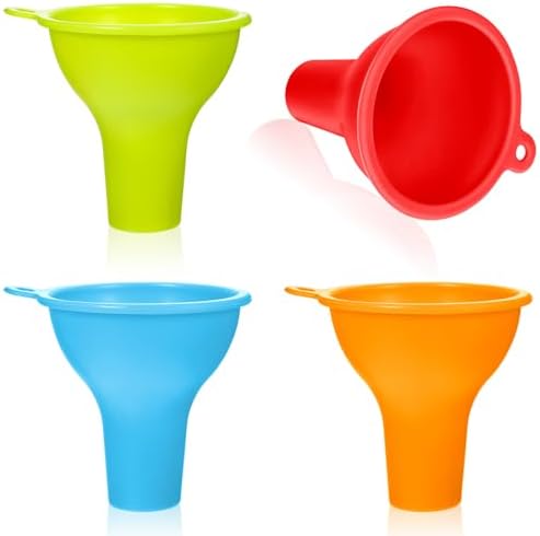 Silicone Funnels, 4 Pieces Wide Mouth Funnel Flexible Condiment Sauce