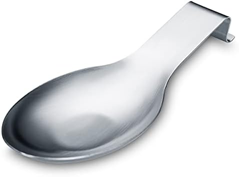 Matte Silver Spoon Rest, Stainless Steel Spoon Holder for Stove Top