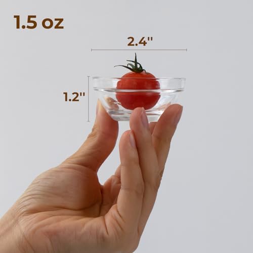 1.5 oz Clear Glass Bowl, Mini Prep Dish for Salt and Spices