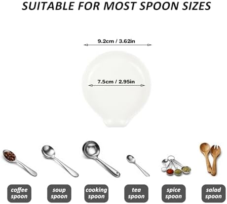 Ceramic Spoon Rest Set with Holder, 4 Pack