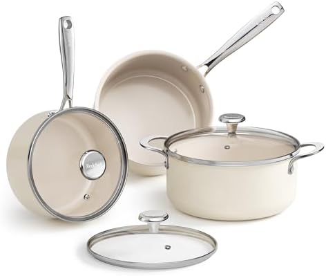 Redchef Stock Pot Set 5Qt, Saucepan 2.5/3.5 Qt, 6Pcs Nonstick Cookware