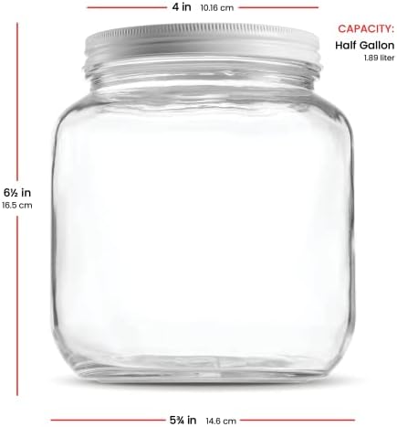 Paksh Novelty 64 oz Mason Jar, Half Gallon Jar, Wide Mouth, Clear