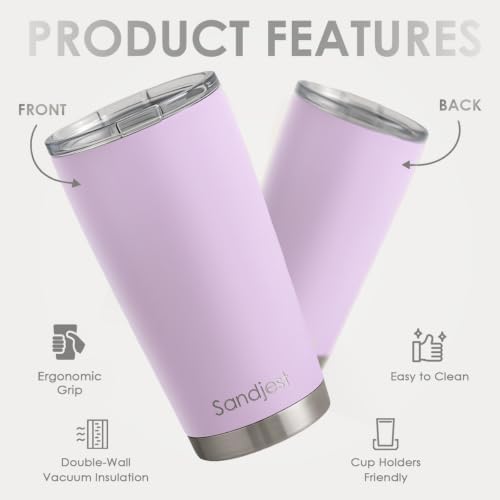 SANDJEST Purple Tumbler 20oz Stainless Steel Double Wall Vacuum