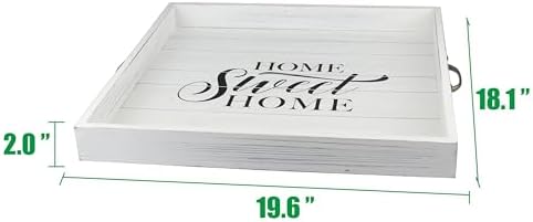 Stonebriar Square Worn White Home Sweet Home Decorative Wooden Tray