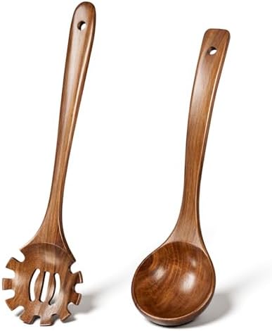 2-Piece Natural Teak Wood Spoon Utensil Set