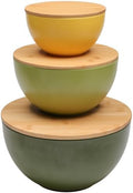ECOWAY Salad Bowl Set of 3 with Bamboo Lids, Mixing Bowl Set, Nesting