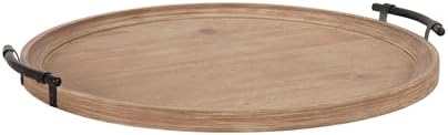 Kate and Laurel Bruillet Farmhouse Wood Round Ottoman Tray; 24 x 22