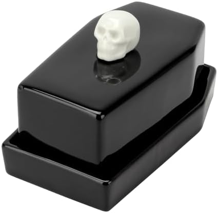 Ceramic Butter Dish with Lid Set Gothic Skull Shape Butter Container