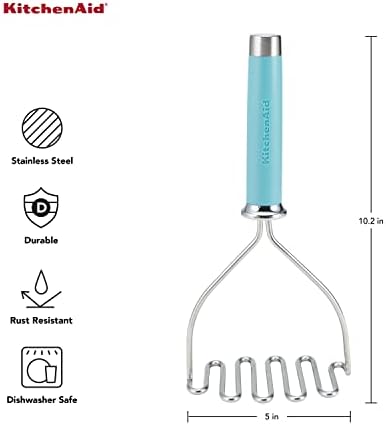 KitchenAid Gourmet Stainless Steel Wire Masher, 10.24-Inch, Aqua Sky