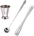 10" Stainless Steel Muddler for Cocktails, 10" Cocktail Mixing Spoon