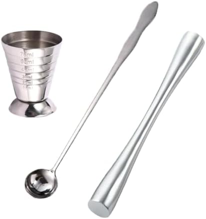 10" Stainless Steel Muddler for Cocktails, 10" Cocktail Mixing Spoon