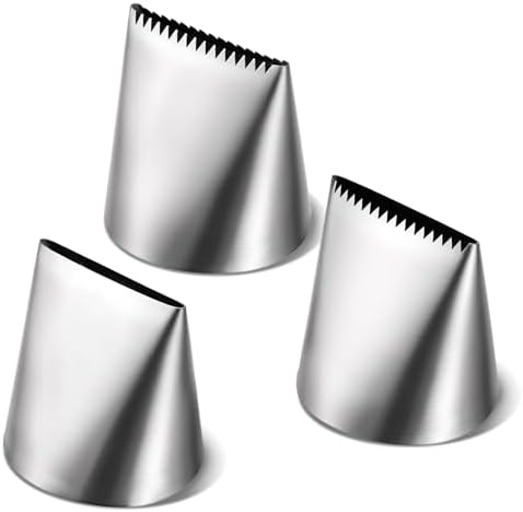 Ptwola 3 PCS Piping Tips Set Large Frosting Piping Kit Stainless Steel