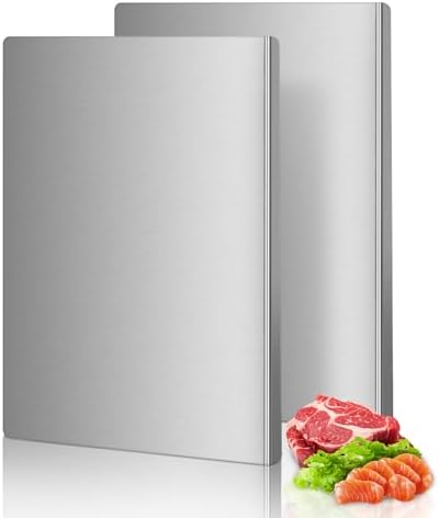 Stainless Steel Cutting Board Set for Kitchen, 2 Pack Metal Cutting