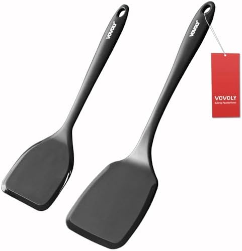 Vovoly Silicone Spatula Set,600°F Heat Resistant Solid Turner, 2Pc