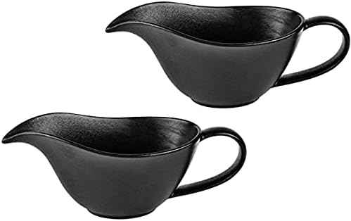Sizikato Set of 2 Classic Porcelain Easy Pour Gravy Sauce Boat Creamer