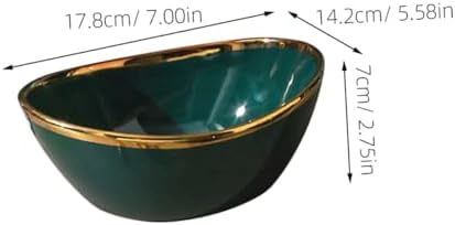 VANZACK Creative Ceramic Mixing Bowl with Spout, Green Stoneware Bowl