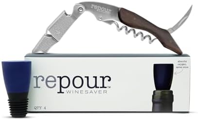 Repour Wine Essentials Combo Pack - Premium Corkscrew & Saver | Manual