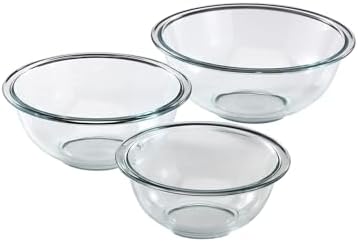 Pyrex Essentials (3-Piece) Glass Mixing Bowls Set for Prepping and