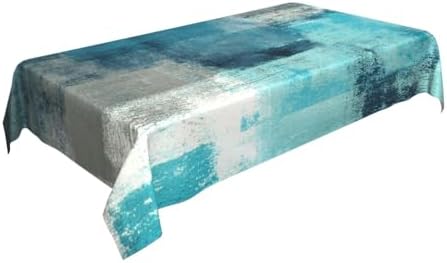 Teal and Grey Table Cloth Turquoise Tablecloth Rectangle Washable