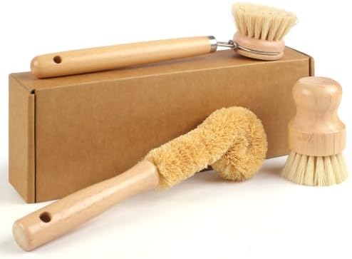 Bamboo Dish Brush Set, 3 Pack