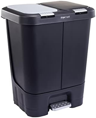 Step N' Sort 2 x 5.5 Gallon Dual Trash and Recycling Bin, Black