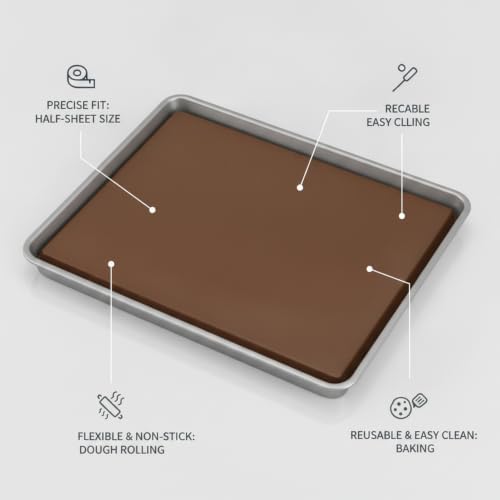 Reusable Silicone Baking Mat Set - Non-Stick Brown Liner for Half &