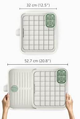 Joseph Joseph Expandable Dish Drainer Rack, Stone/Sage Green