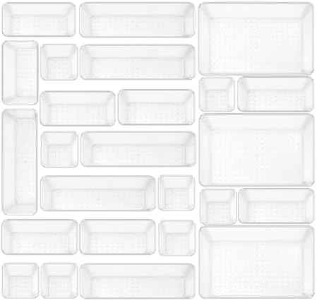 Clear Acrylic Drawer Organizers Set Storage for Makeup, Office Desk