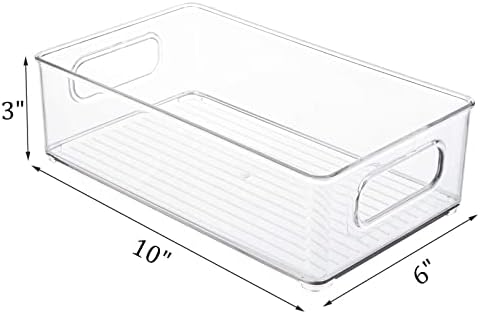 Kingrol 6 Pack Plastic Storage Bins, 10 x 6 x 3 Inch