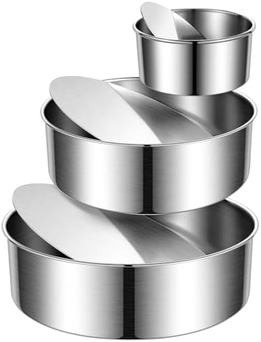 4/7/9-Inch Stainless Steel Cake Pan Set, Removable Bottom, Set of 3