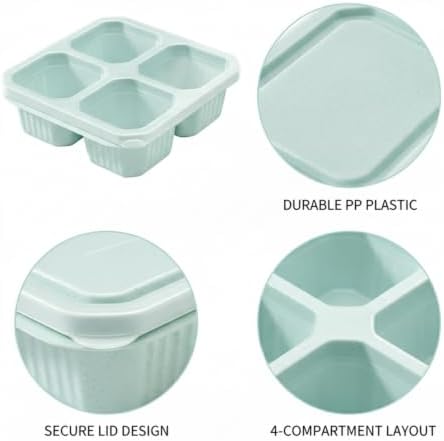 Home Organizers 4-Compartment Snack Box with Lid, Divided Dry Food