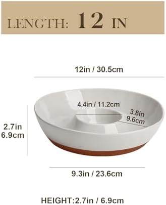 MALACASA Ceramic Chip and Dip Bowls Serving Tray, 12 In Serving Dishes
