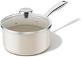 Redchef Ceramic Sauce Pan with Lid, 2.5QT Nonstick Saucepan, Beige