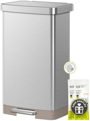 EKO Hudson Matte Stainless 75 Liter/20 Gallon Step Trash Can with Rear