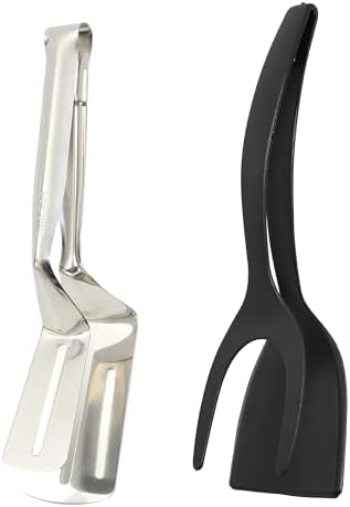 Dual-Purpose Nylon Egg Flipper Spatula & Stainless Steel Fish Turner