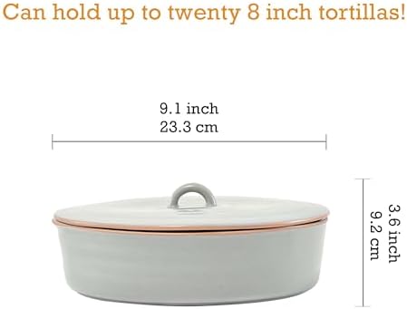 Bico Light Sage Green 9 inch Stoneware Tortilla Warmer with Lid