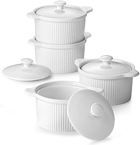 DOWAN 10 oz Ramekins with Lids Oven Safe, Creme Brulee Ramekin